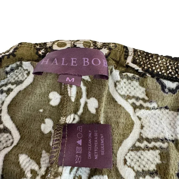 Hale Bob Blue White Boho Wide Leg Pull On Tie Waist Moroccan Print Pants Sz Med - Picture 6 of 6